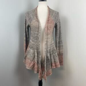 Anthropologie Knitted & Knotted Cody Mohair Wool Ruffle Peplum Cardigan Large